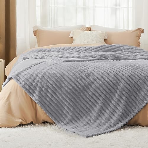 Soft King Size Blankets for Bed Light Grey 108"x90" (Light Grey / King)