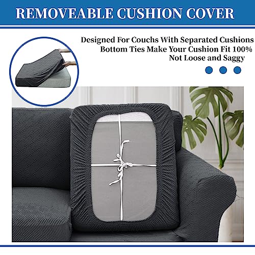 3 Piece Stretch Sofa Cover (71"-91"(2 Cushions) / Dark Gray)