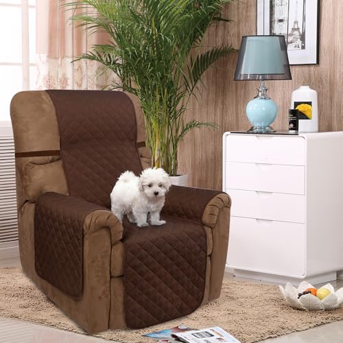 Reversible Recliner Chair Covers (Brown/Beige / 28''recliner-oversized)