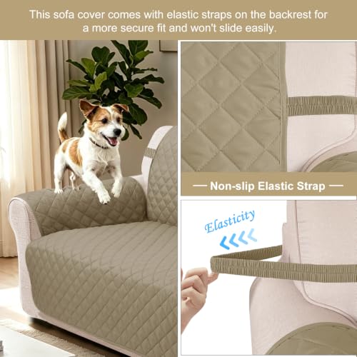 Reversible Sofa Cover for 3 Cushion (Camel/Beige / Sofa L - Large (68''))