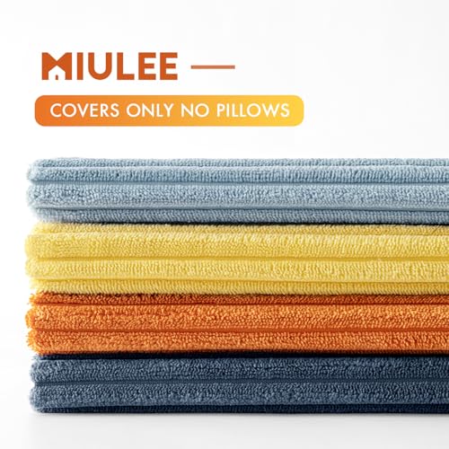 Soft Corduroy Decorative Throw Pillow Covers Blue (18" x 18" (Pack of 4) / Blue-orange)