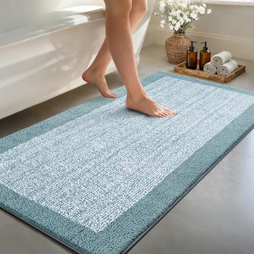 48x24 Bathroom Rugs Non Slip Washable (Dusty Blue / 2' x 4' (Rectangular))