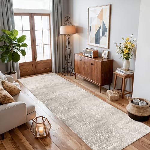 Abstract 2x10 Kitchen Rug Runners (2' x 10' (Rectangular) / Beige/Cream)