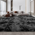 Large Shag Area Rugs 10 x 14 (Tie-dyed Dark Grey / 10 x 14 ft)