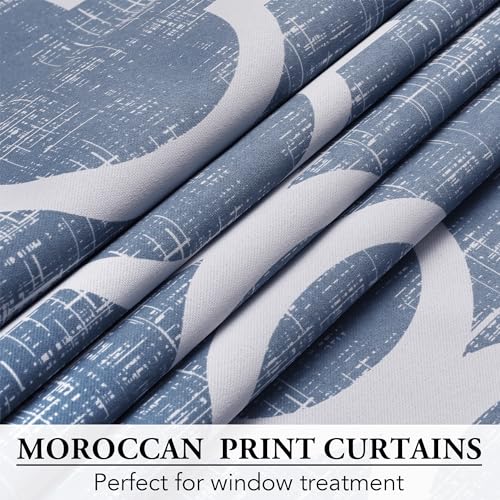 Moroccan 100% Blackout Curtains Bedroom Blue 50x84 2 Panels (Grommet | Blue / 50"W x 84"L (Pack of 2))