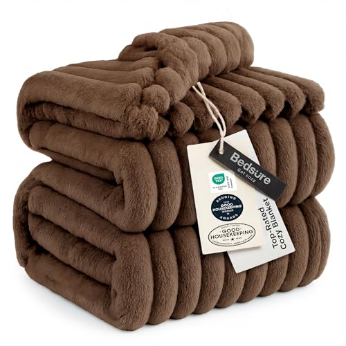 Soft Full Size Fleece Blankets for Bed Brown 84"x90" (Brown / Full)