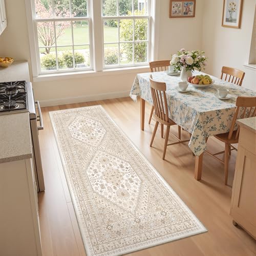 2x6 Runner Rug Non Slip (Cream/Beige / 2' x 6' (Runner))