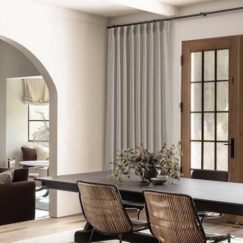 Burlywood Taupe Pinch Pleated Linen 108 Inch Curtains 60 Inch Width 1 Panel (Burlywood Birch / 60"W x 108"L (Pack of 1))