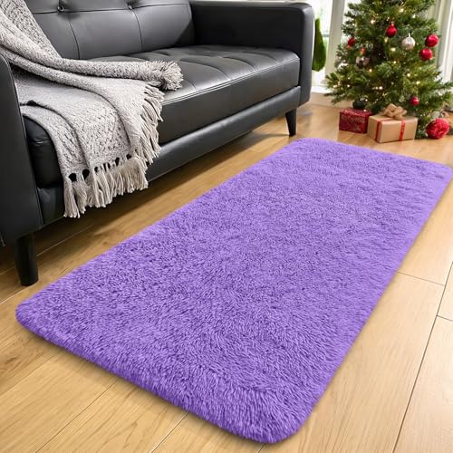 2x4 Machine Washable Runner Rugs for Hallway (2x4 Ft / Purple)