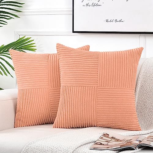 2 Packs Peach Samll Decorative Throw Pillow Covers 12x12 Inch with for Couch Bed Sofa (Peach / 12" x 12" (Pack of 2))