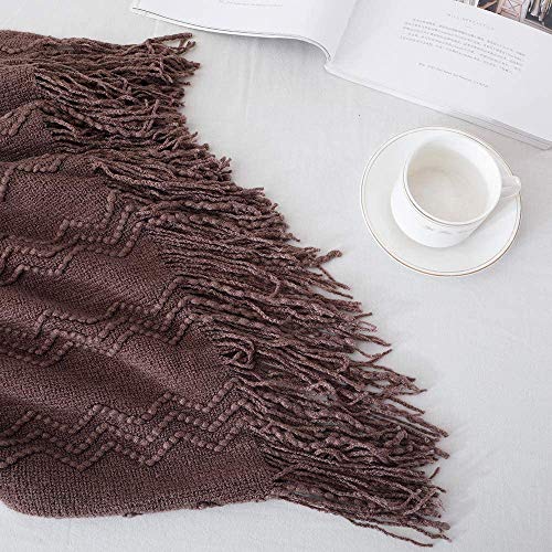 Brown Throw Blanket 60x80 Inch Boho Knitted Soft Throw Sofa Blanket (Brown / 60"x80")