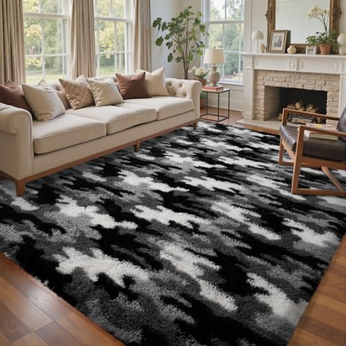 6x9 Ft Large Shag Rugs for Living Room Decor (Fa Grey 4sm15 / 6' X 9' (Rectangular))