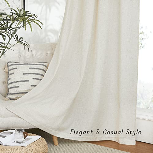 Natural Linen 54 inches Long Curtains for Bedroom (Natural / 42"W x 54"L (Pack of 2))