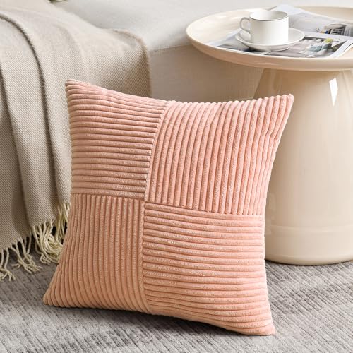 2 Packs Peach Samll Decorative Throw Pillow Covers 14x14 Inch with for Couch Bed Sofa (Peach / 14" x 14" (Pack of 2))