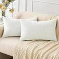 Soft Chenille Lumbar Throw Pillow Covers White 12x20 Inch Pack of 2 (20" x 12" (Pack of 2) / White)