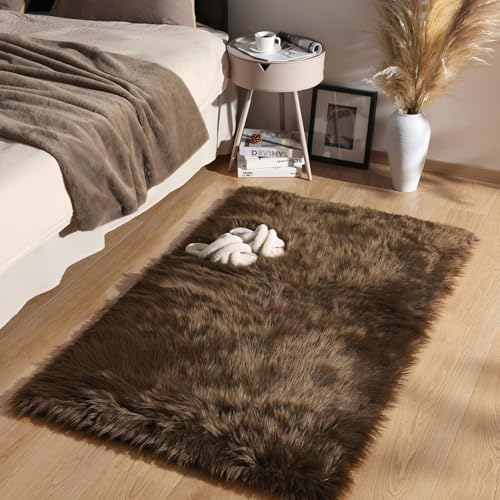 Ashler Faux Fur Rug (2 x 2.9 ft / C-dark Coffee)