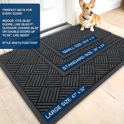 Front Door Mat Outside Entrance 33x21 (33" X 21" / Black Diamond)