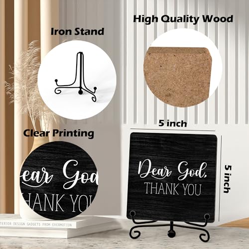 Modern Farmhouse Decor (Dear God (Black-03) / Wooden Sign with Iron Stand)