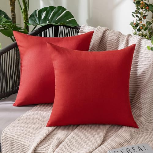Decorative Outdoor Pillow Covers Christmas 12x12 Red (12" x 12" (Pack of 2) / Red)