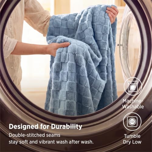 Checkered Soft Cozy Twin XL Blanket for Bed (02 Ashley Blue / Twin XL (66" X 90"))