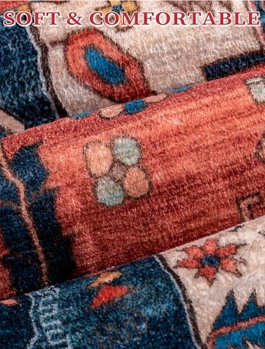 3x12 Washable Non Slip Boho Runner Rug for Hallway (Rust/Multi / 3' x 12' (Runner))