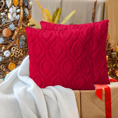 Faux Fur Plush Soft Red Throw Pillow Covers 26x26 Set of 2 (26" x 26" (Pack of 2) / Red)