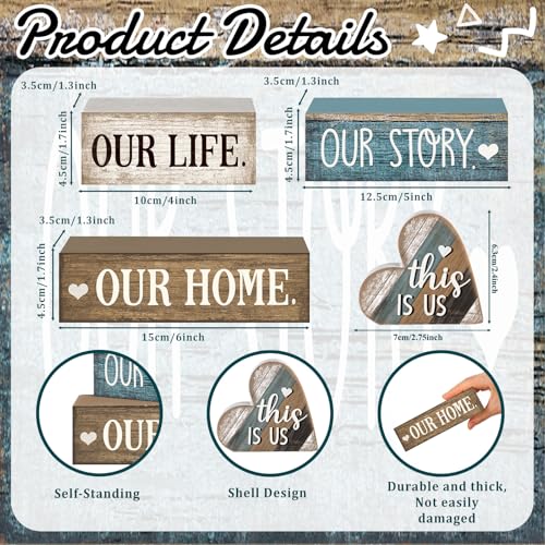 4 Pcs Farmhouse Table Decoration (Vintage Heart)
