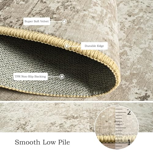 3x5 Washable Non Slip Abstract Area Rugs for Bedroom Living Room (Beige / 3' x 5' (Rectangular))