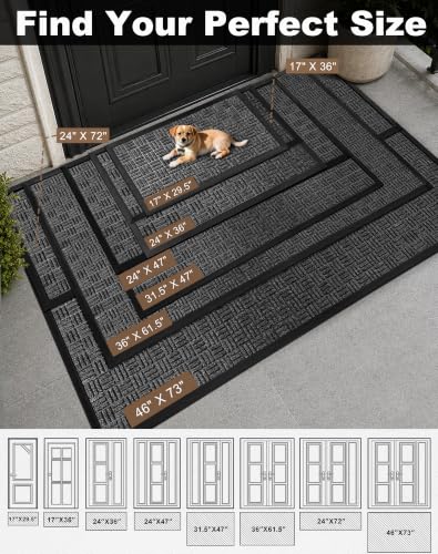 Front Door Mat Outdoor Entrance (Graphite Gray / 1'5" x 2'6" (Rectangular))