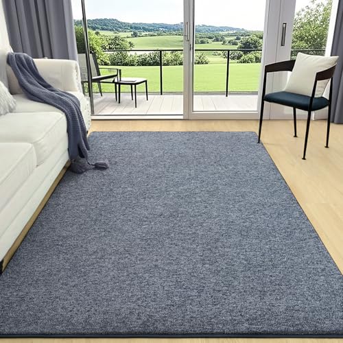 5x7 Area Rugs for Living Room Non Slip Dorm Bedroom Rug (5' x 7' (Rectangular) / Navy Blue and White)
