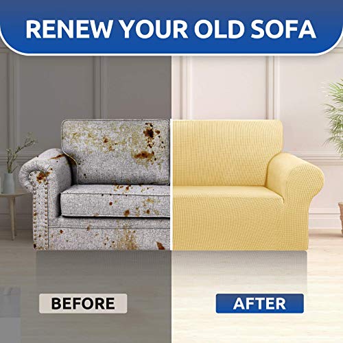 Stretch Loveseat Couch Cover (Champagne / Medium)