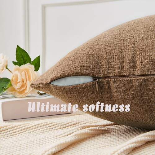 2 Pack Apricot Brown 26x26 Chenille Throw Pillow Covers for Couch (Apricot Brown / 26" x 26" (Pack of 2))