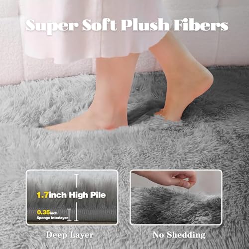2x6 Runner Rug for Bedroom (Dark Grey / 2' x 6' (Rectangular))