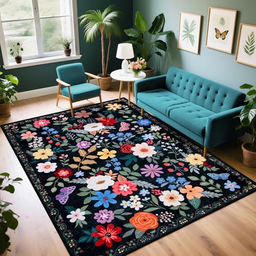 Area Rug Living Room (Black / 4' x 6' (Rectangular))