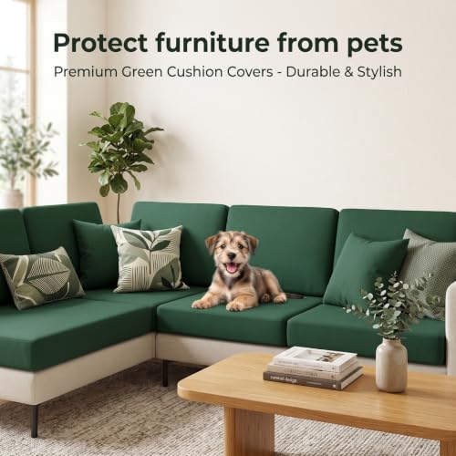 4 Pcs Stretch Cushion Covers (Pine Green / Seat Cover)