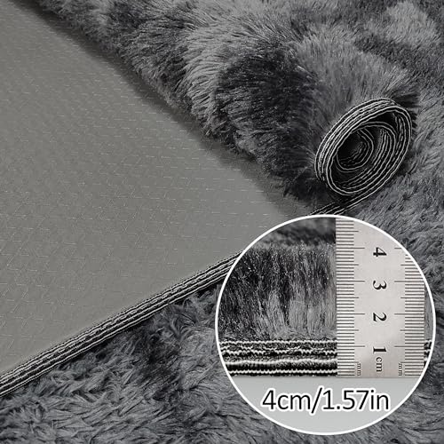 Tie Dyed Runner Rug for Bedroom Black Grey 2x5ft Fluffy Area Rug Bedside Runner Rug for Kids Room Boys Teens Nursery Baby Living Room Dorm Home Decor Carpets (Tie-dyed Black Grey / 2' x 5' (Runner))
