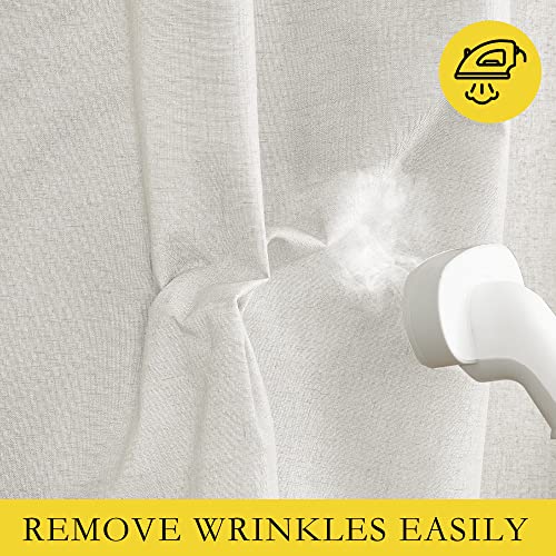 100% Blackout Linen Texture Cold Blocking Curtains 84 inches Long (42"W x 84"L (Pack of 2) / Ivory)