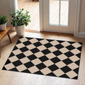Indoor Outdoor Front Door Mat (Diamond - Black / Tan / 2' x 3' (Rectangular))