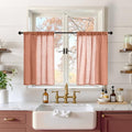 Terracotta Linen Curtains 30 Inch Length for Kitchen Window (Terracotta / 30"W x 30"L (Pack of 2))