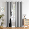 100% Blackout Curtains for Bedroom 78 Inch Long with Black Liner (42"W x 78"L (Pack of 2) / Light Grey)
