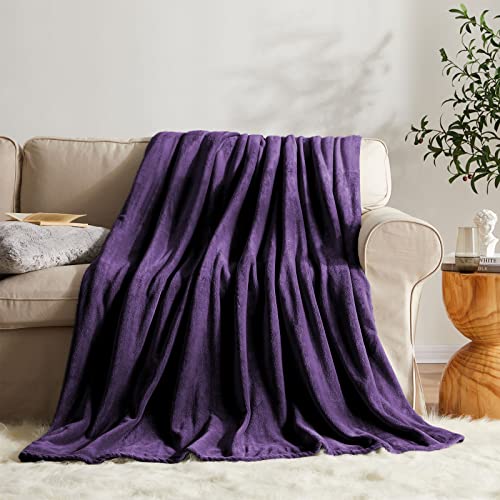 Super Soft Throw Blanket Premium Silky Flannel Fleece Throw Size Purple Microfiber Lightweight Blanket All Season Use (Purple / Throw(50"x60"))