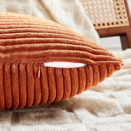 Set of 2 Burnt Orange Decorative Throw Pillow Covers 16x16 Inch for Living Room Couch Bed (Burnt Orange / 16" x 16" (Pack of 2))