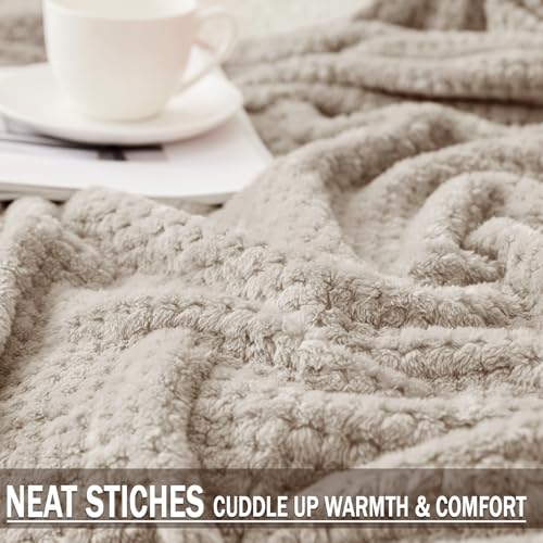 Soft Waffle Fleece Bed Blanket Queen Size (Tan / 90x90 in)