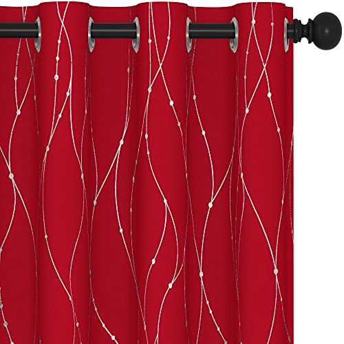 Living Room Curtains 84 Inches Long (Red/Wave Dots / 52"W x 84"L (Pack of 2))