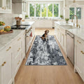 Washable Runner 3'x6' Abstract Area Rug for Hallway Black White (Black/Navy Blue/Gray / 3' x 6' (Runner))