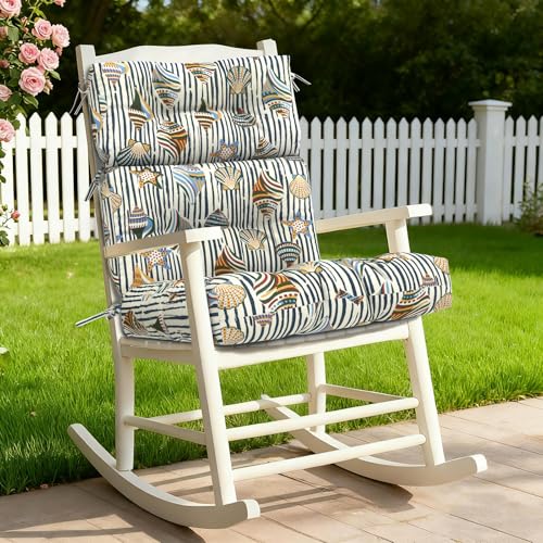 Outdoor High Back Chair Cushions Set of 2 (44"x20"x4" / Crayon Shells)