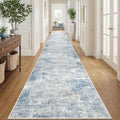 Abstract Runner Rug 3x20 Ft Extra Long Washable Runners for Hallways (Light Blue/Grey/White / 3' x 20' (Rectangular))