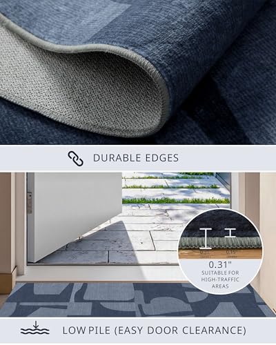 3x5 Washable Rug Modern Carpet for Entryway Bedroom (Navy / 3' x 5' (Rectangular))