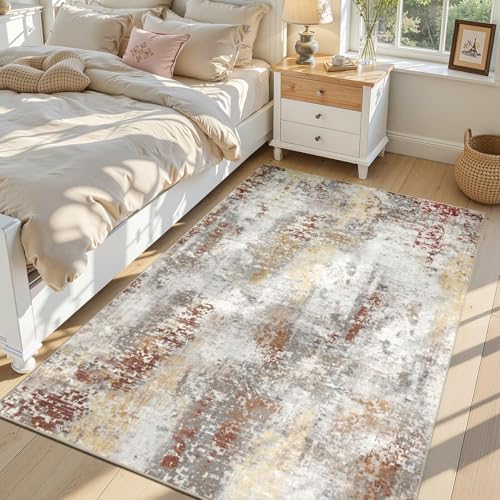 4x6 Washable Area Rugs for Bedroom Living Room (Taupe Grey Brown / 4' x 6' (Rectangular))