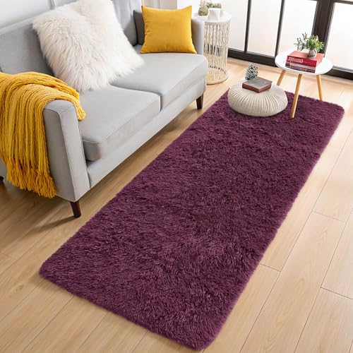 2x8 Machine Washable Runner Rugs for Hallway (2x8 Ft / Burgundy)